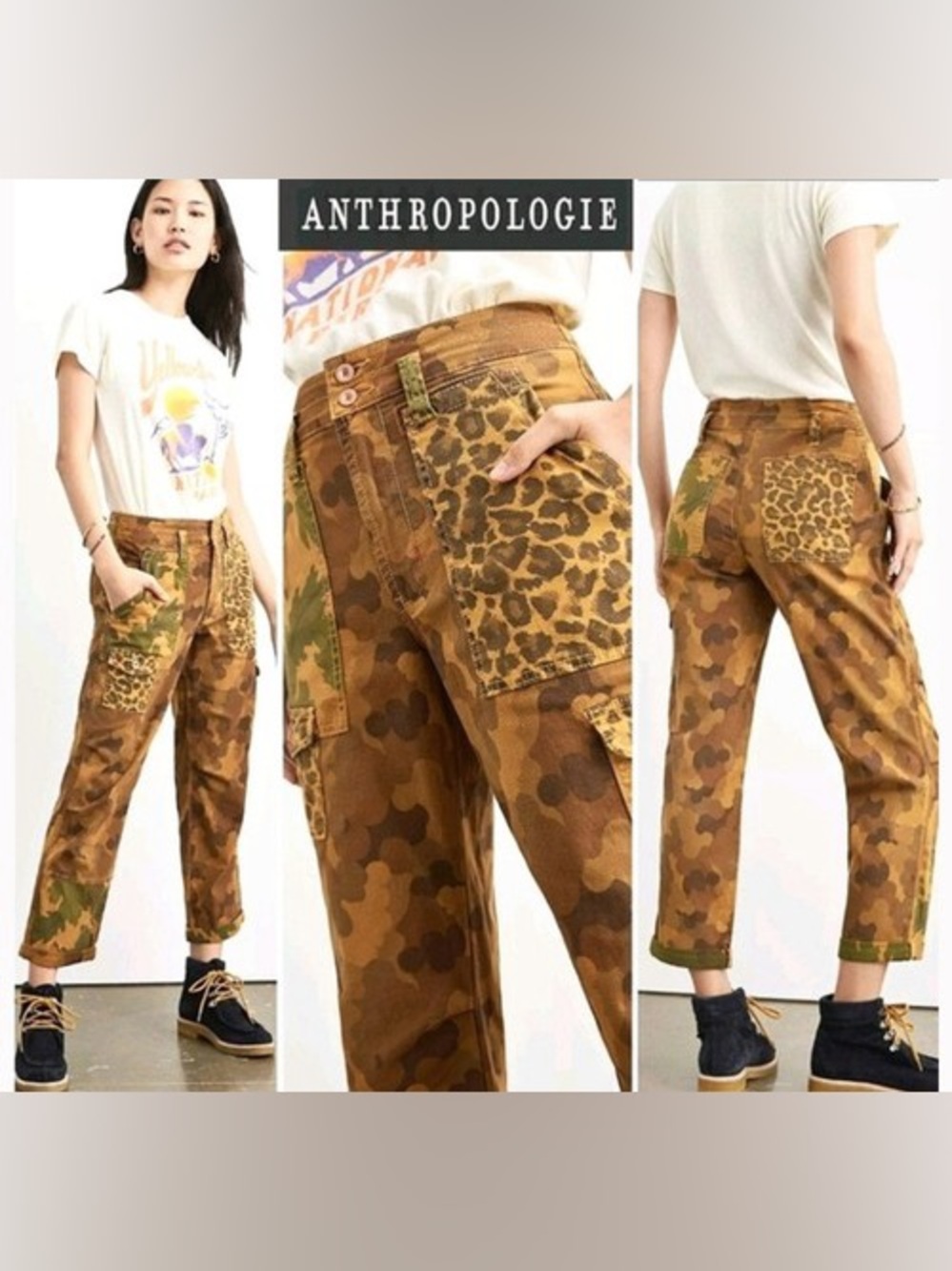 Pilcro The Wanderer Utility Pants Anthropologie Camo Leopard